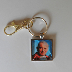 John Paul II silver plated keychain