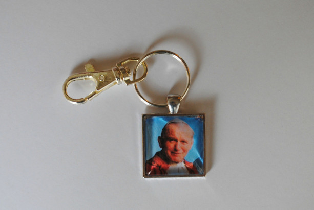 John Paul II silver plated keychain