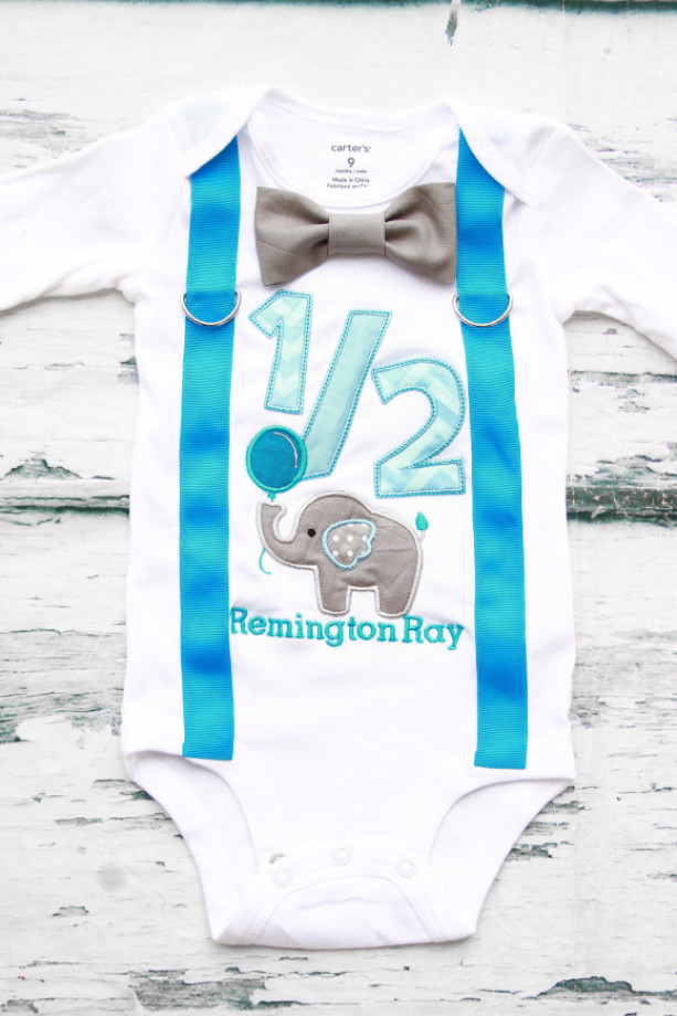 Boy 6 Months birthday Outfit half birthday elephant Outfit birthday boy 1/2 elephant zoo half birthday outfit birthday family shirts 
