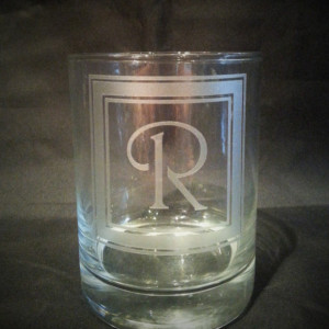 Monogrammed Cocktail Glass, Single Letter Monogram Etched Personalized Beer Glass, Wine Glass