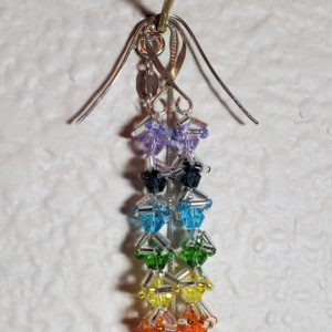 Chakra Necklace/Earrings Set with Glass Beads/Sterling Silver - ID 358