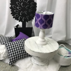 Dollhouse Lamp in White with Purple Shade
