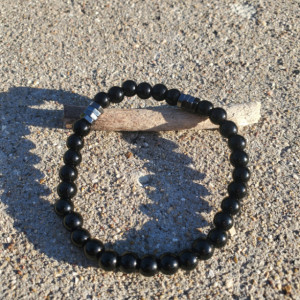 Polished Black Onyx Beads Bracelet, Minimalist Onyx Bracelet, Black Onyx 6mm Gemstone Beaded Bracelet, Onyx Bracelet, For Men Women