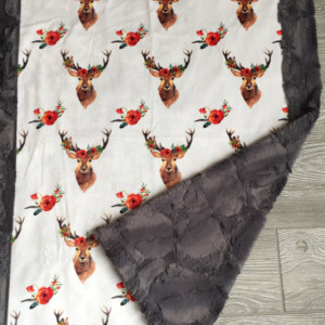 All Minky Baby Blanket Deer Floral Toddler Childrens