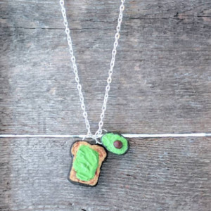 Avocado • Avocado Toast • Millennial Gift • Cute Necklace •  Green Jewelry • Handmade Clay Necklace • Funny Necklace • Christmas Gift • Food