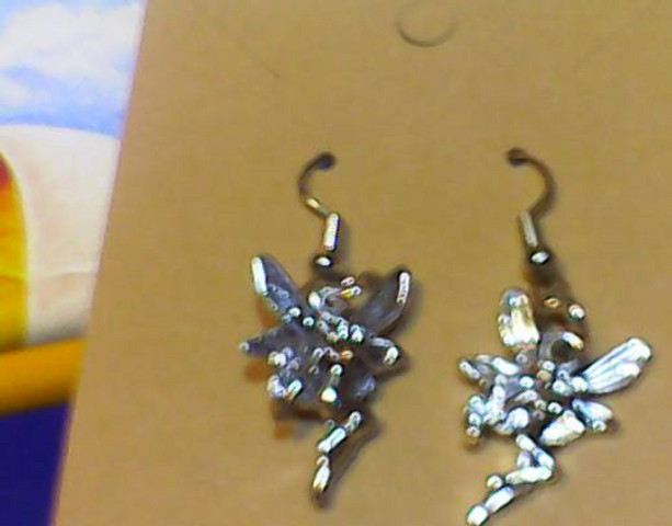 Fairy silver tone earrings, homemade