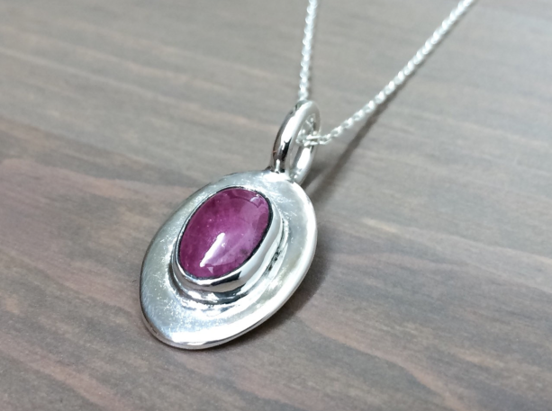 Ruby Necklace, Fine Jewelry, Natural Pink Ruby and Sterling Silver Pendant, July Birthstone, Charm Necklace, Silver Jewelry, Free Shipping