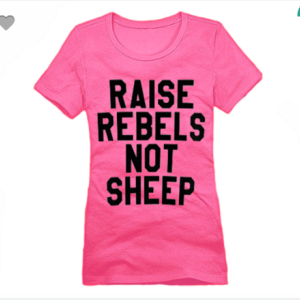 Raise Rebels Not Sheep XS To XL District Brand Crew T-shirt For Women In Dark Fuchsia With Black Ink