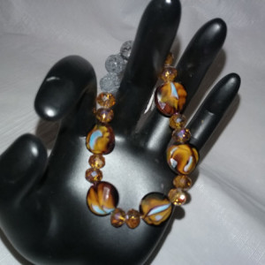 Facet Tiger Crystals Beads w/Lava Stone Diffuser Bracelet