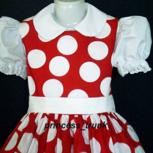 NEW Disney Minnie Mouse Red Dots Jumper Dress Custom Sz 12M-14Yrs