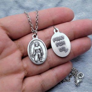 Personalized Saint Peregrine Necklace. Patron Saint of Cancer and AIDS Patients 