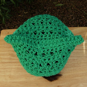 Earth Day March For Science Pussy Cat Hat, Solid Green PussyHat Summer Spring 100% Cotton Lightweight Crochet Knit Lacy Beanie, Ready to Ship in 3 Days