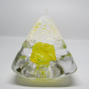 Large Yellow Pyramid Paperweight