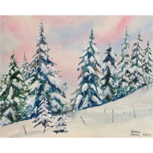 Wintergreens Watercolor Print from Original Painting, 8x10