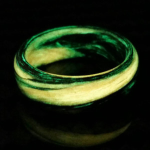 Carbon Fiber Orange and Black Marbled Glow Ring