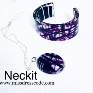 Purple Themed Ankara Print Fabric in Resin Jewelry Set