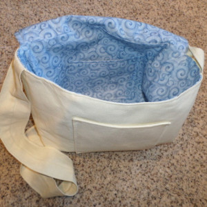 Embroidered Linen messenger bag