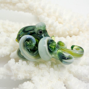 The Blue Illuminati UV Kracken Collectible Wearable  Boro Glass Octopus Necklace Made to Order