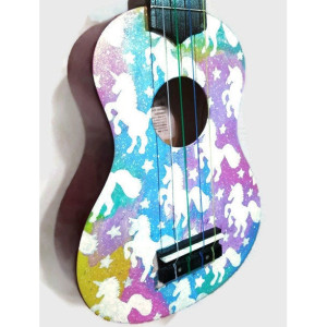Guitar Galaxy Unicorn Ukulele, Hand Painted Ukulele, Decorated Ukulele, Galaxy Paint, ukulele instrument, Soprano, Concert, Tenor, Baritone