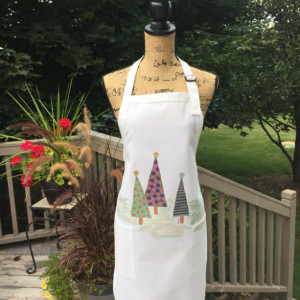 Christmas tree white apron, baking gifts, hostess gifts, holiday apron for women, best selling items, gift for grandma, from son, craft