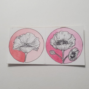 2"x 2" Poppy Watercolor (duo set)