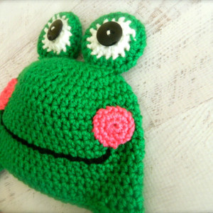 Happy Frog Crocheted Hat for Infants through Adults