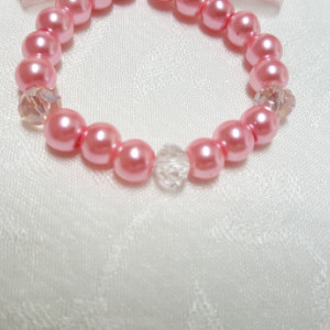 Aqua  or Pink Glass beaded pearl bracelet | Flower girls bracelet | bridesmaids bracelet |  wedding corsage