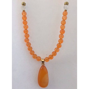 Orange Jade Beaded Necklace