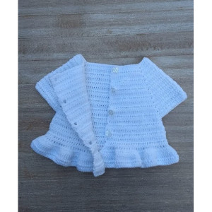Crochet peplum white color babygirl. Crochet photo props.