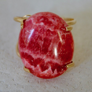 Rhodochrosite Gold-filled Wire-wrapped Ring