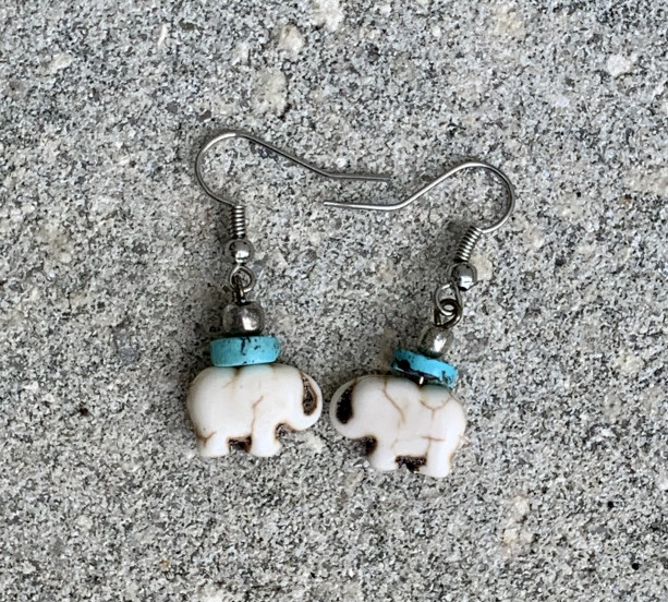 Sari Bone Elephant Charm Earrings
