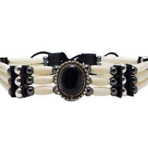 3 Row Buffalo Bone Hairpipe Beads Traditional Tribal Choker Necklace