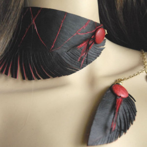 Black and red choker 