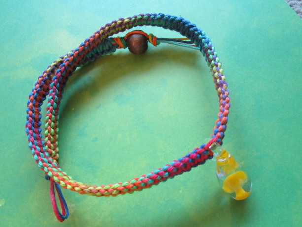 New Hand Crafted Hemp Necklace with "Hand Blown"  Rainbow Glass Pendant