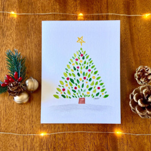 Set of 5 original and beautiful holiday cards. Blank inside. Cheerful greeting cards. Available in several themes. Made with love.