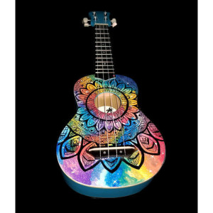 Concert Rainbow Galaxy Mandala Ukulele, Hand Painted Ukulele, Decorated guitar, Rainbow Ukulele,instrument, soprano, tenor, baritone, guitar