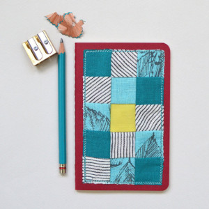 Small decorated notebook -- hand sewn patchwork Moleskine
