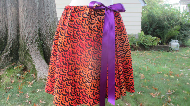 Halloween Bat Skirt Handmade Drawstring Ribbon Witches Skirt Halloween Holiday Skirt sizes 0-16