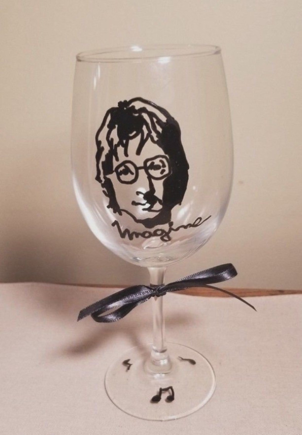 Painted Glass John Lennon Stemware 12-oz Wine-Glass
