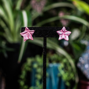 Polymer clay Pink star stud earrings