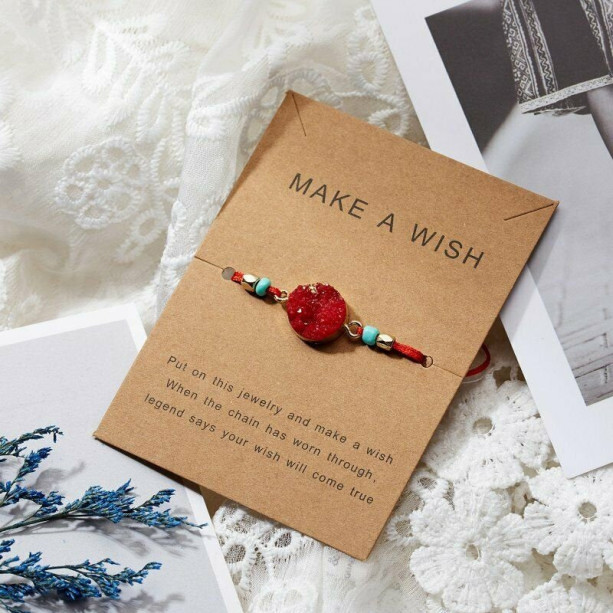 Make a Wish, Wish Bracelet, Red Charm Bracelet, Lucky Red String Bracelet ,Stocking Stuffer for Friends