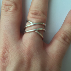 Double Infinity Ring in 925 Sterling Silver, Satin-Finished, Hand-forged and Made-to-Order for You