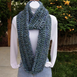 INFINITY SCARF Loop Cowl Blue, Light Purple, Teal Green, Gray Grey. Extra Soft Crochet Knit Winter Endless Circle..Ready to Ship in 3 Days