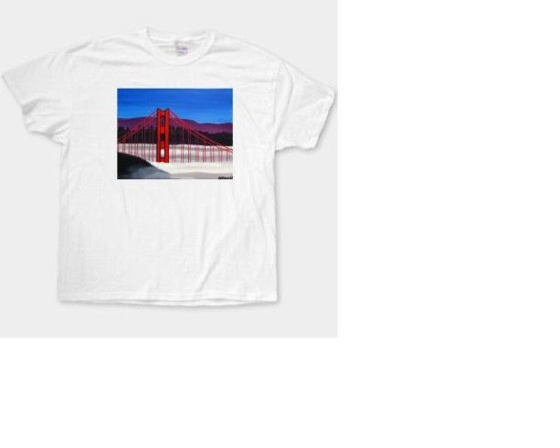 Folk Art- "San Francisco Golden Gate #3" - 100% Cotton T-Shirt for Men, Women/Children by A.V.Apostle
