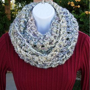 Women's Soft Winter INFINITY SCARF Cowl Loop, Off White, Blue, Purple, Pink, Thick Silky Chunky Winter Endless Crochet Knit Neck Scarf..Ready to Ship in 3 Days