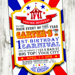 Circus/Carnival Birthday Party Invitation