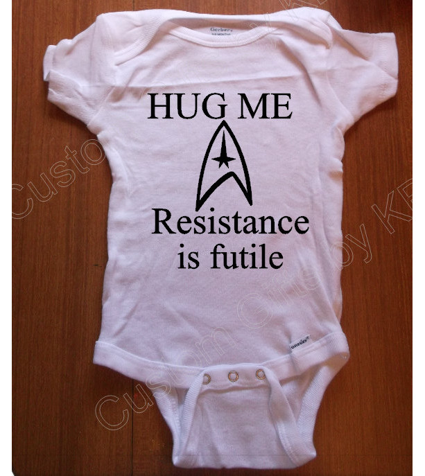 Star Trek Resistance is futile Baby Onesie, Baby Shower, Christmas Gift, Star Trek fan, Birthday Gift, Borg gift, Anniversary gift