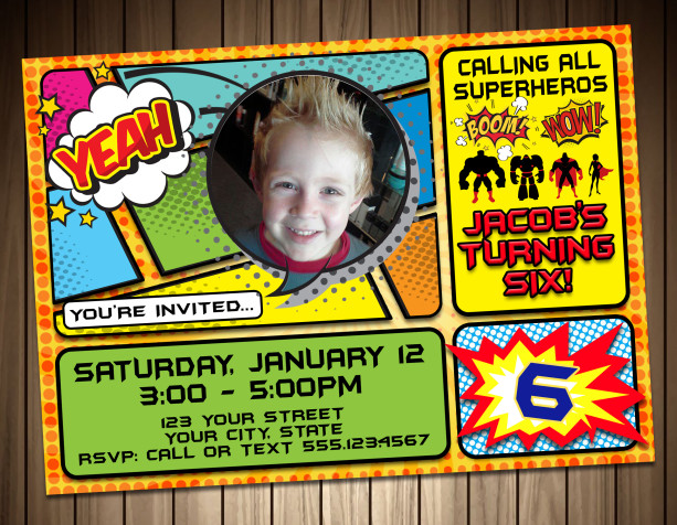 Super Hero Birthday Party Invitation