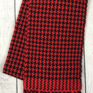 Handwoven Red and Black Houndstooth Scarf