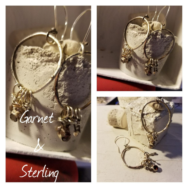 Garnet and Sterling Earrings